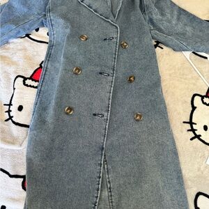 Denim Double-Breasted Women's Coat